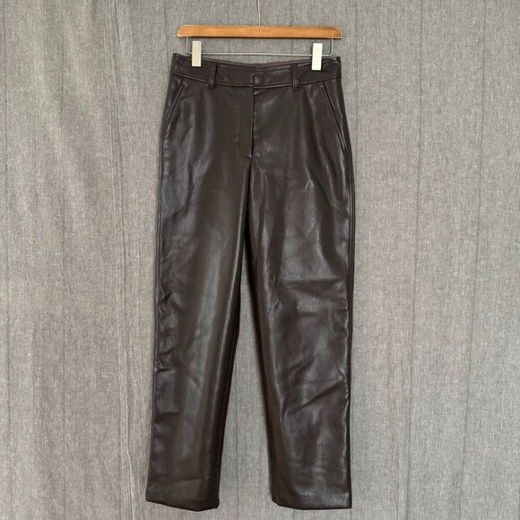 Aritzia Babaton Coffee Bean Faux Leather Straight Leg Command Pant Trouser - Picture 4 of 12